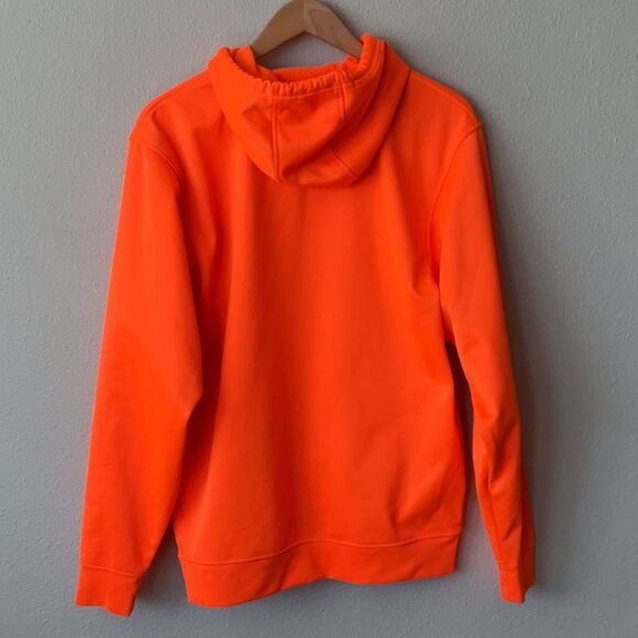 Blaze Orange Mossy Oak Hunting Pull Over Sweatshirt Hoodie Men M Polyest… - Picture 2 of 7